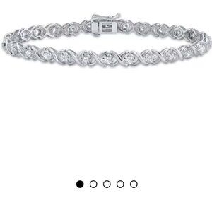 Diamond XO Link Bracelet 1/4 ct tw Sterling Silver 7"